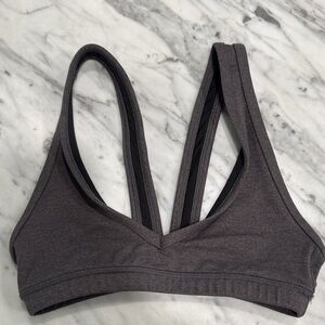 Fleo Charcoal Double-Strap V-Neck Sports Bra